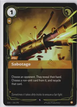 Riftbound Origins Foil Sabotage Spell Card 156/298 Epic NM - Image 2