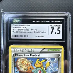 CGC 7.5 2016 Champions Festival Semi-Finalist XY176 World Championships Pokemon - Image 3