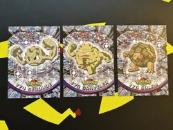 Pokemon Topps Geodude Graveler Golem Evolution Set Blue Logo Series 1 NM - Image 1