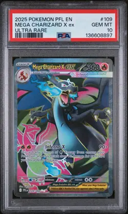 Mega Charizard × Ex 109/094 English Pokemon TCG Full Art Secret Rare PSA 10!!! - Image 1