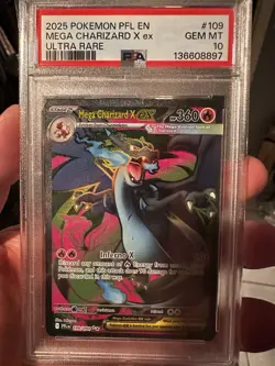 Mega Charizard × Ex 109/094 English Pokemon TCG Full Art Secret Rare PSA 10!!! - Image 4