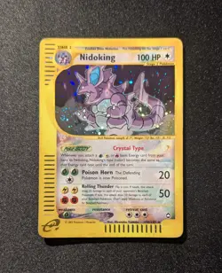Pokemon AQUAPOLIS - #150/147 Nidoking Crystal - Holo - ENG - SWIRL - Damaged - Image 2