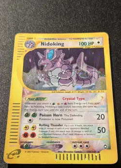 Pokemon AQUAPOLIS - #150/147 Nidoking Crystal - Holo - ENG - SWIRL - Damaged - Image 3