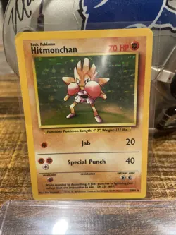 Pokemon TCG Hitmonchan Base Set Holo Unlimited Rare Card 7/102 Vintage 1999 WOTC - Image 1