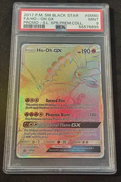 Ho-Oh GX SM80 - Full Art Rainbow - Pokemon Shining Legends SPC Promo - PSA 9 - Image 1