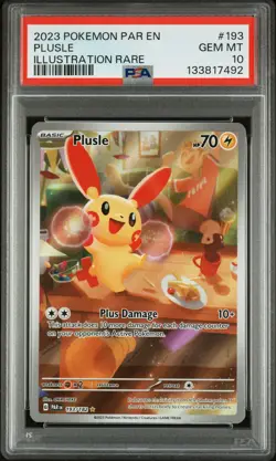 2023 Pokemon Par En-Paradox Rift #193 Plusle Illustration Rare PSA 10 - Image 1