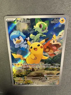 Pikachu 027 POKEMON CENTER STAMPED PROMO Scarlet & Violet HOLO NM Pokemon Card - Image 5