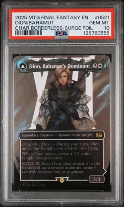 2025 MTG FINAL FANTASY #0521 DION BAHAMUT'S DOMINANT SURGE FOIL PSA 10 - Image 1