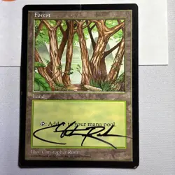 MTG Forest 1997 APAC Land Promo Signed By The Artist Christopher Rush - Image 3