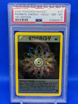 Rainbow Energy 1st Edition 2000 Pokemon Team Rocket HOLO PSA 8 NM-MT First 17/82 - Image 1