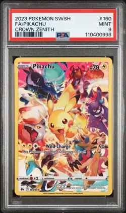2023 POKEMON SWORD & SHIELD CROWN ZENITH #160 FULL ART/PIKACHU PSA 9 - Image 1