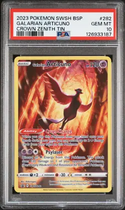 2023 POKEMON SWSH BLACK STAR PROMO CROWN ZENITH TIN GALARIAN ARTICUNO PSA 10 - Image 1
