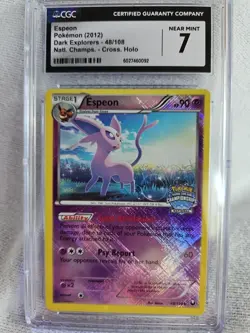 Pokemon Espeon National Championships 2012 Cross Holo #48 Graded CGC Near Mint 7 - Image 1