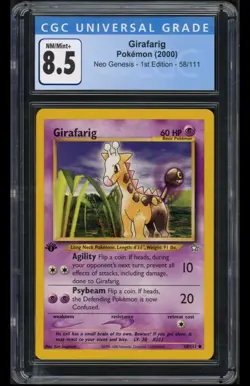 Girafarig 2000 Pokemon Neo Genesis 1st Edition 58/111 CGC 8.5 - Image 1