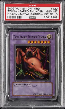 2002 YU-GI-OH! MRD-METAL RAIDERS 1ST ED #120 TWIN-HEADED THUNDER DRAGON PSA 10 - Image 1