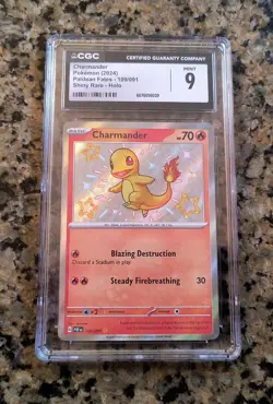 🔥Charmander Baby Shiny Pokemon Card CGC 9 MINT Paldean Fates #109/091 (2024)✨ - Image 1