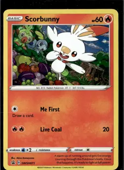 Pokemon Scorbunny SWSH071 Sword Shield Black Star Promo Cosmo Holo - Image 1