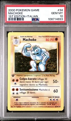 2000 Pokemon ITALIAN 1st Edition Base Set Machoke 34/102 PSA 10 GEM MINT - Image 1