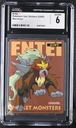 Pokemon Entei Marumiya Get! Sticker 2005 CGC 6 POP 1 Japan - Image 1