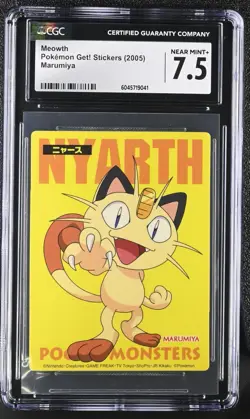 Pokemon Meowth Marumiya Get! Sticker 2005 CGC 7.5 POP 2 Japan - Image 1
