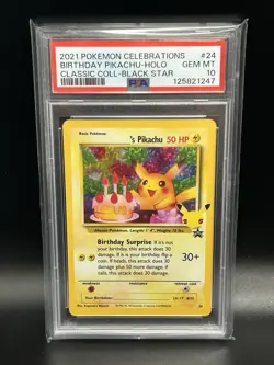 2021 Pokemon BIRTHDAY PIKACHU #24 Celebrations Classic HOLO PSA 10 - Image 1