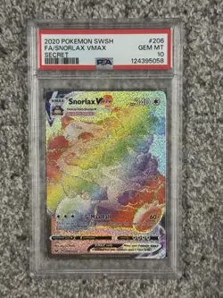 2020 Pokemon TCG Snorlax VMAX Full Art Sword & Shield Secret #206 PSA 10 - Image 1