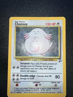 Chansey 3/130 Pokemon TCG Base Set 2 Unlimited Holo Rare LP - Image 1
