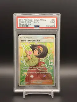Pokemon Sun & Moon Team Up Erika’s Hospitality Full Art 174 PSA 9 - Image 1