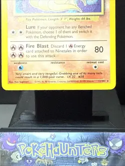 Pokemon Card Ninetales 12/102 Rare Holo Base Set WOTC Light Play - Image 3