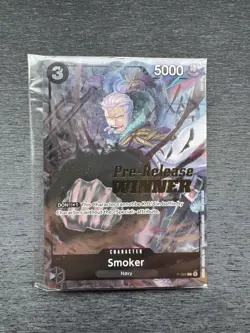 One Piece TCG Pre-Release Winner Smoker P-025 Sealed Promo Card Near Mint - Image 1