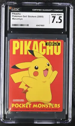Pokemon Pikachu Marumiya Get! Sticker 2005 CGC 7.5 Japan - Image 1