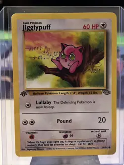Pokemon TCG Jigglypuff Jungle 54/64 Regular 1st Edition Common LP - Image 1
