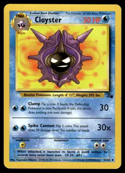 Pokemon TCG Fossil #32/62 Cloyster LP - Image 1