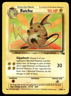Pokemon TCG Fossil #29/62 Raichu (29) LP - Image 1