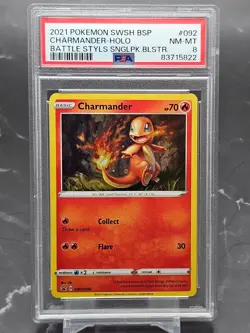 2021 Pokemon Charmander SWSH092 Holo Black Star Promo - PSA 8 NM-MT - Image 1