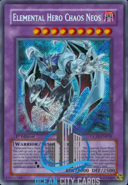Yugioh Elemental Hero Chaos Neos GLAS-EN036 Secret Rare 1st Ed NM - Image 3