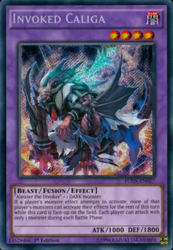 Yugioh Invoked Caliga FUEN-EN027 Secret Rare 1st Edition - Image 1