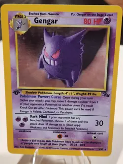 Pokemon Gengar 1st Edition Holo Rare Card 5/62 Fossil Set 1999 - Image 3