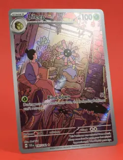 Pokemon English TCG Card Stellar Crown SCR Lileep 145/142 Full Art Holo - Image 3