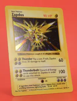 Pokemon TCG Card English Shadowless Base Set Zapdos 16/102 Holo Rare - Image 5