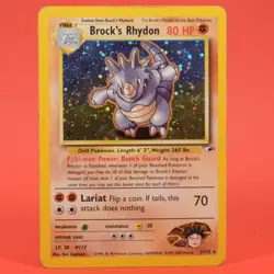 Pokemon TCG English Card Gym Heroes Brock's Rhydon 2/132 Holo Rare - Image 1