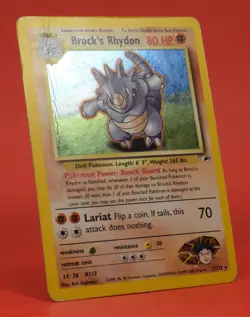 Pokemon TCG English Card Gym Heroes Brock's Rhydon 2/132 Holo Rare - Image 3