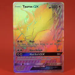 Pokemon English TCG Card Sun & Moon Set Tauros GX 156/149 Full Art Rainbow - Image 1