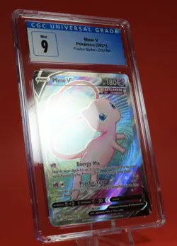 Pokemon TCG English Card Fusion Strike Mew V Full Art CGC 9 Mint Graded Holo - Image 3