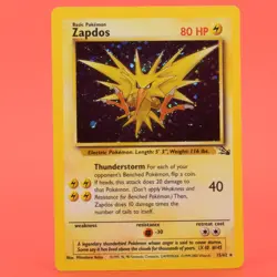 Pokemon TCG Card English Fossil Set Zapdos 15/62 1999-2000 Cosmos Holo Rare - Image 1