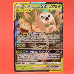 Pokemon English TCG Card Unified Minds Rowlet & Alolan Exeggutor GX 1/236 - Image 1