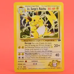 Pokemon TCG Card English Gym Challenge Lt. Surge's Raichu 11/132 Holo Rare - Image 1