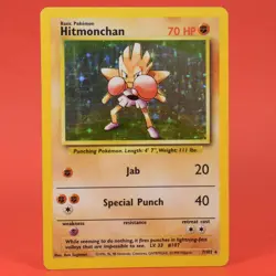 Pokemon TCG English Card Base Set Hitmonchan 7/102 Holo Rare - Image 1