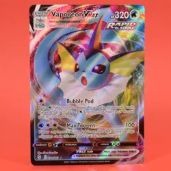 Pokemon English TCG Card Evolving Skies Vaporeon VMAX 030/203 Holo - Image 1
