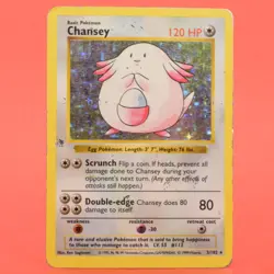 Pokemon TCG Card English Shadowless Base Set Chansey 3/102 Holo Rare - Image 1